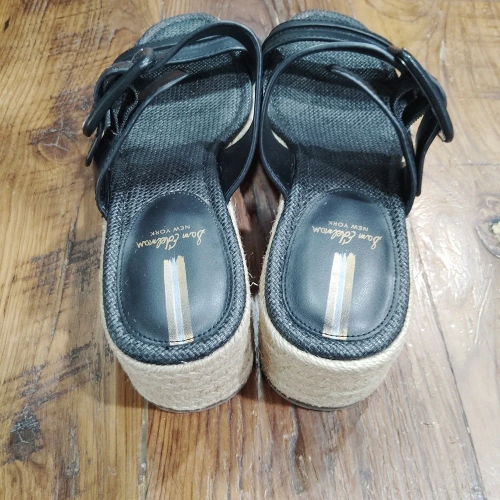 Sam Edelman Carson Espadrille Wedge Sandals Size 8M Slip On Black 2.25